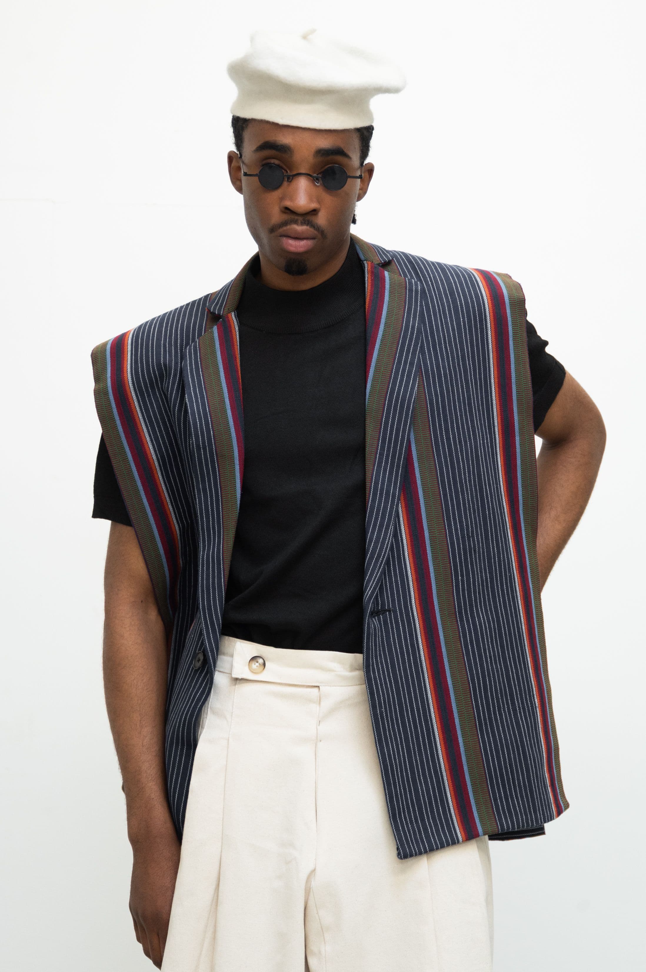 Navy Cape with Heritage Striped Cloth (Unisex)